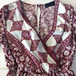 Surplice front romper 3/4 sleeve